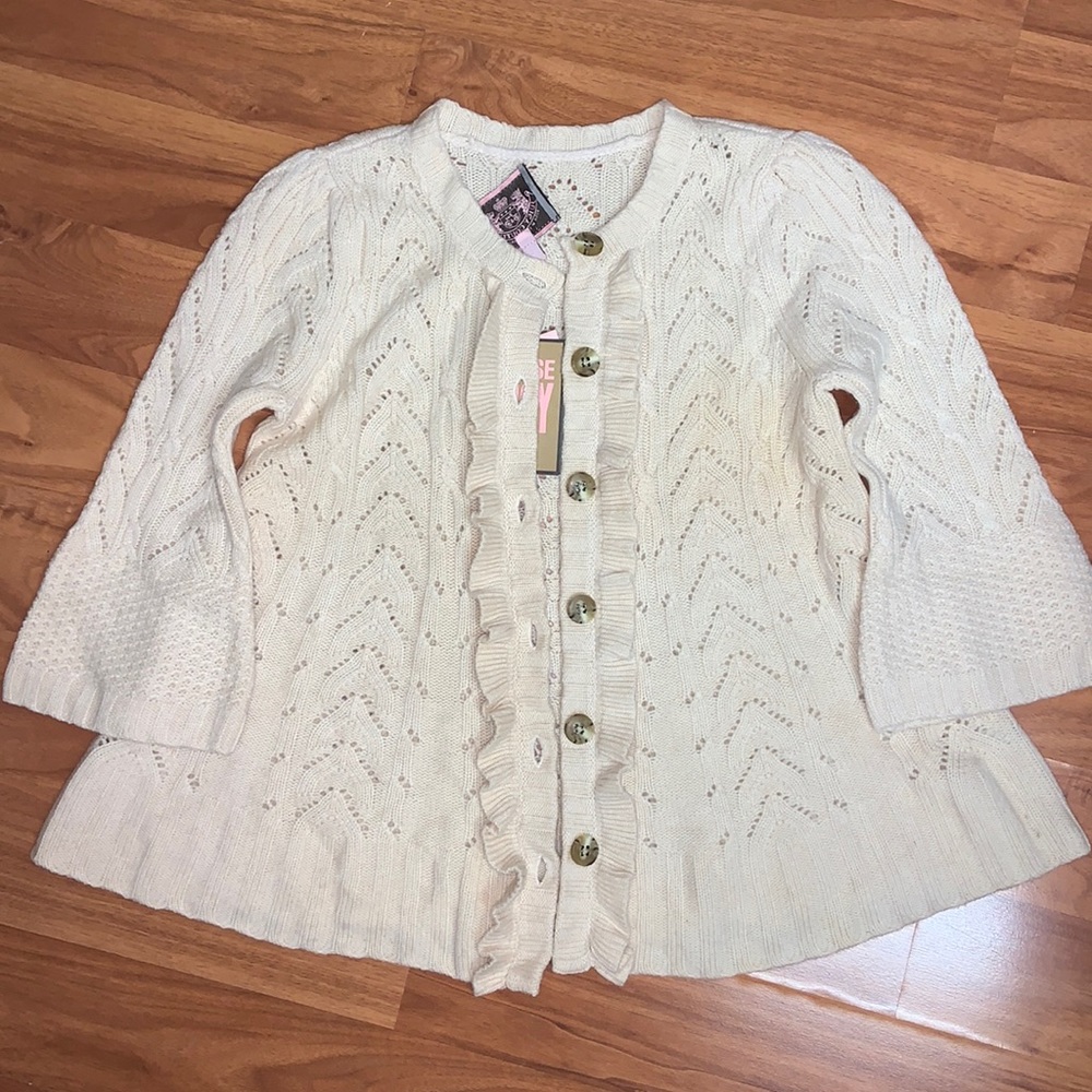 NWT Juicy Couture Cashmere and Wool Button Down Sweater